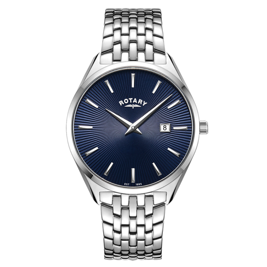 Rotary Men's Ultra Slim Blue Dial Stainless Steel Bracelet Watch - GB08010/05
