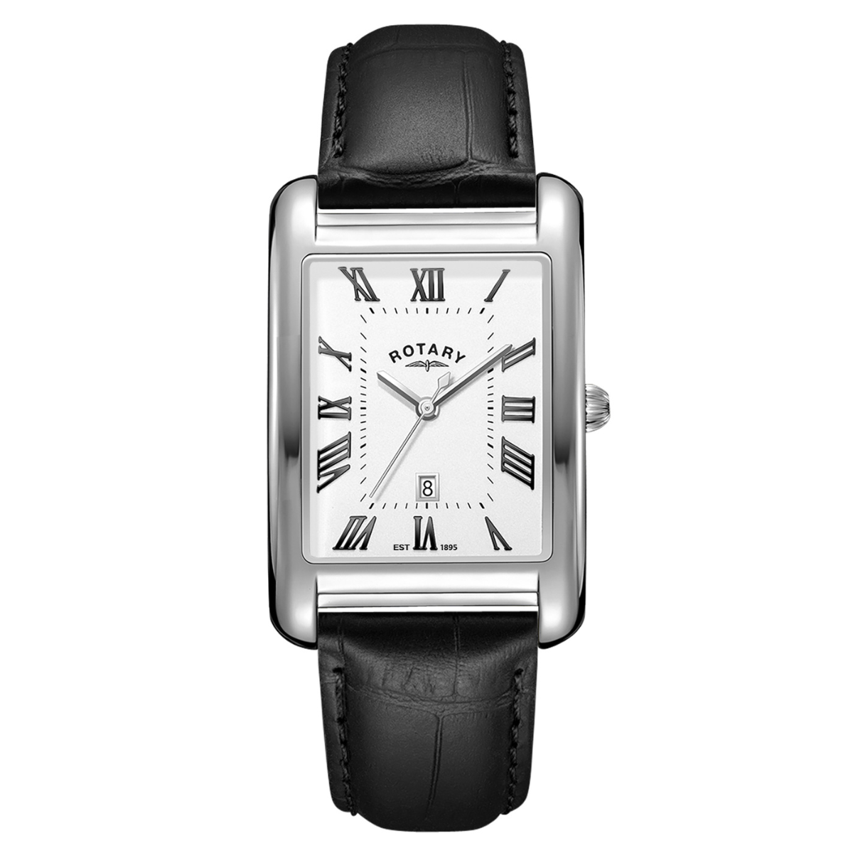 Rotary Men's Heritage Astoria Rectangular Stainless Steel Case Black Leather Strap Watch - GS05750/01