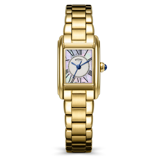 Rotary Ladies Heritage Astoria Mother Of Pearl Dial Rectangular Gold Plated Stainless Steel Bracelet Watch - RLB10026/70