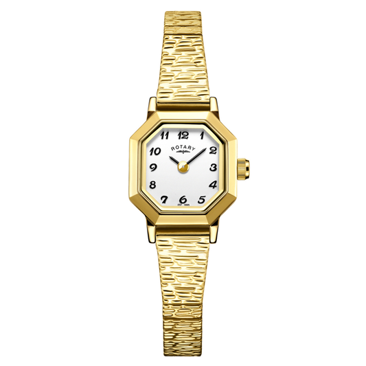 Rotary Ladies Heritage Octagonal Case Gold Plated Stainless Steel Expander Bracelet Watch - LB00764/29