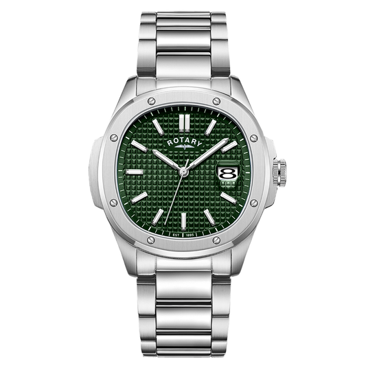 Rotary Men's Apex 100 Green Dial Stainless Steel Bracelet Watch - GB05575/24