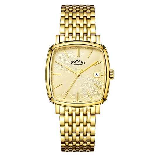 Rotary Men's Heritage Astoria Square Gold Plated Stainless Steel Bracelet Watch - GB05308/03