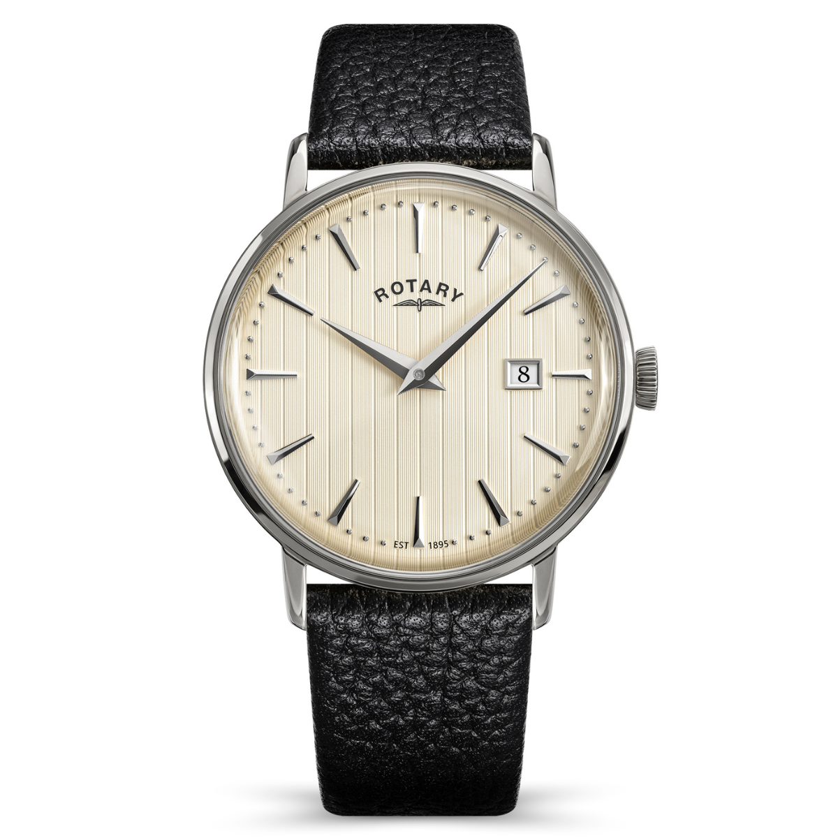 Rotary Men's 1895 Stainless Steel Black Leather Strap Watch - RGS10063/31