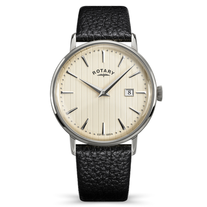 Rotary Men's 1895 Stainless Steel Black Leather Strap Watch - RGS10063/31