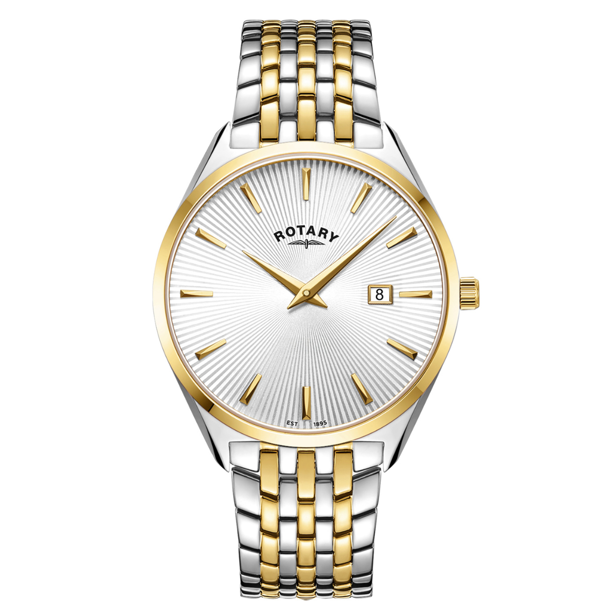 Rotary Men's Ultra Slim Silver & Gold Plated Stainless Steel Bracelet Watch - GB08011/02