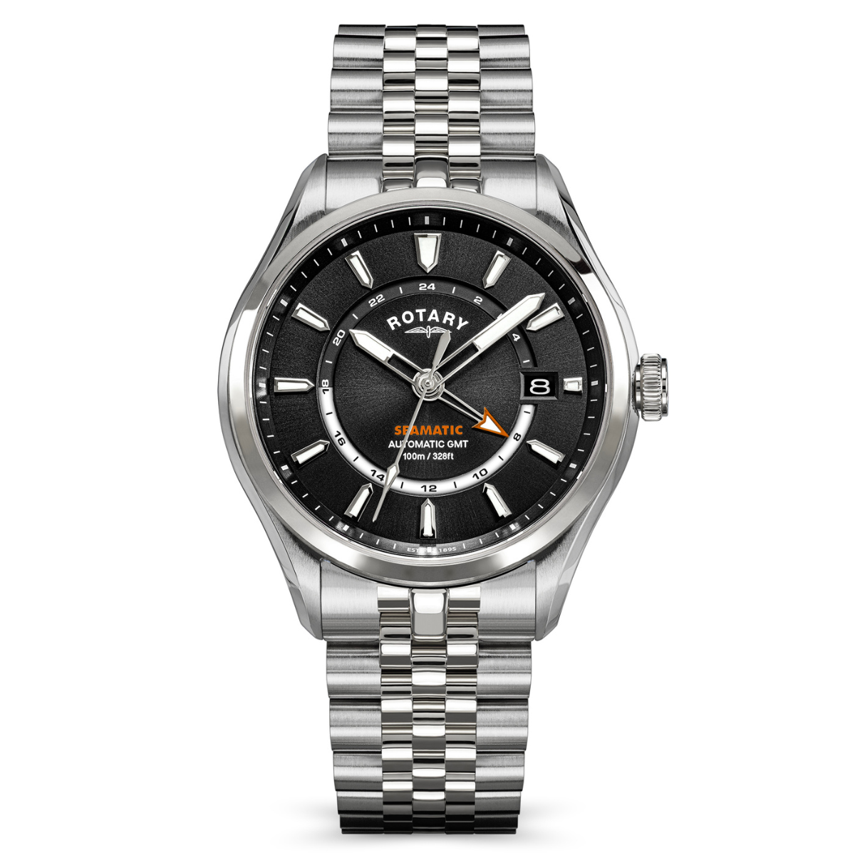 Rotary Men's Seamatic 100 GMT 100M Water Resistance Stainless Steel Bracelet Watch - RGB10037/04