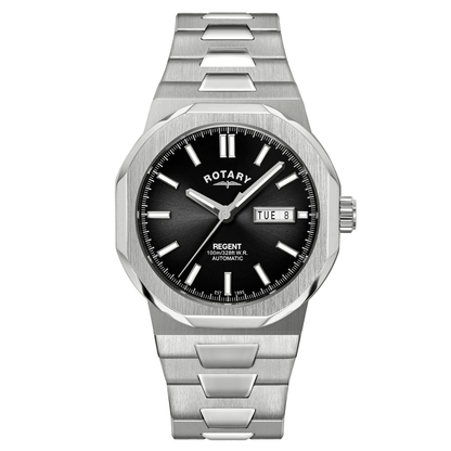 Rotary Men's Regent Automatic 100M Water Reistance Black Dial Stainless Steel Bracelet Watch - GB05490/04