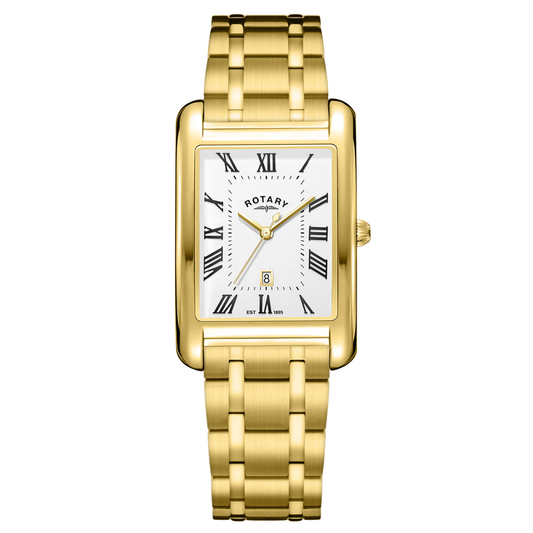 Rotary Men's Heritage Astoria Rectangular Gold Plated Stainless Steel Bracelet Watch - RGB05753/01