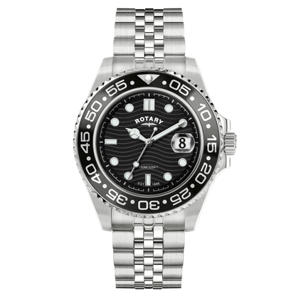 Rotary Men's Apex 100 Black Dial Stainless Steel Bracelet Watch - RGB10015/04