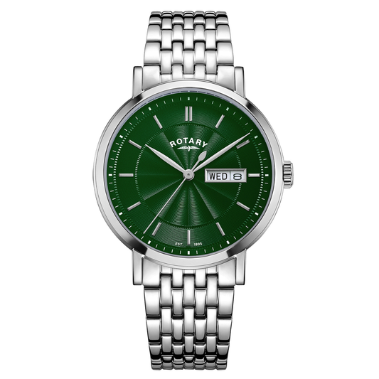 Rotary Men's Heritage Green Dial Stainless Steel Bracelet WatchGB05420/24