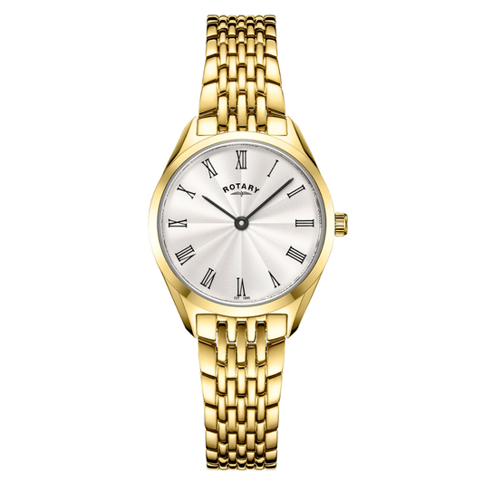 Rotary Ladie's Ultra Slim Gold Plated Stainless Steel Bracelet Watch - LB08013/01