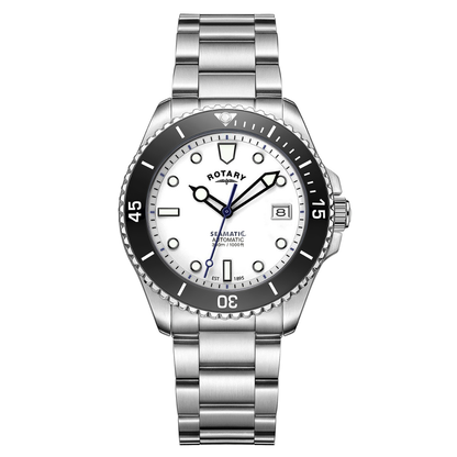 Rotary Men's Seamatic 300M Water Resistance White Dial Stainless Steel Bracelet Watch - RGB05430/29