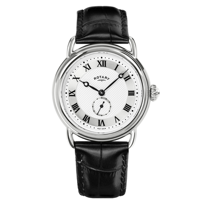 Rotary Men's Heritage Sherlock Stainlesss Steel Black Leather Strap Watch - GS02424/21