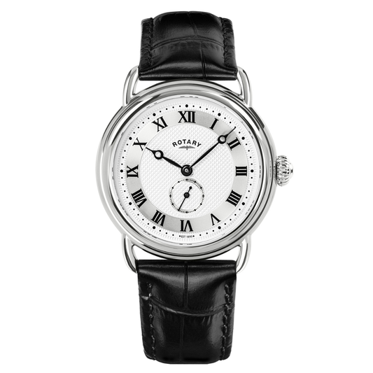 Rotary Men's Heritage Sherlock Stainlesss Steel Black Leather Strap Watch - GS02424/21
