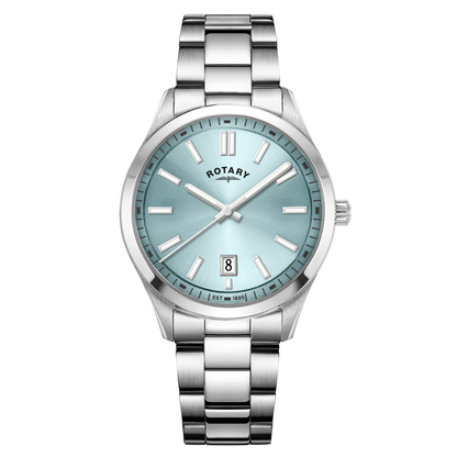 Rotary Men's Heritage Pale Blue Dial Stainless Steel Bracelet Watch - RGB05520/77