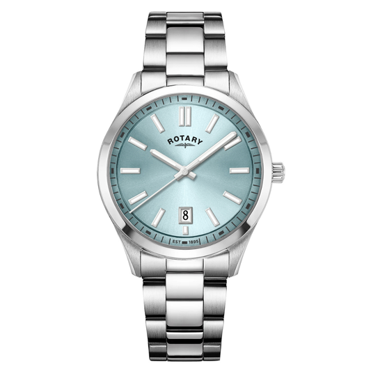 Rotary Men's Heritage Pale Blue Dial Stainless Steel Bracelet Watch - RGB05520/77