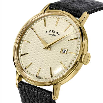 Rotary Men's 1895 Gold Plated Stainless Steel Brown Leather Strap Watch - RGS10062/31