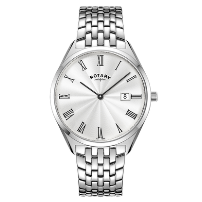 Rotary Men's Ultra Slim White Dial Stainless Steel Bracelet Watch - GB08010/01