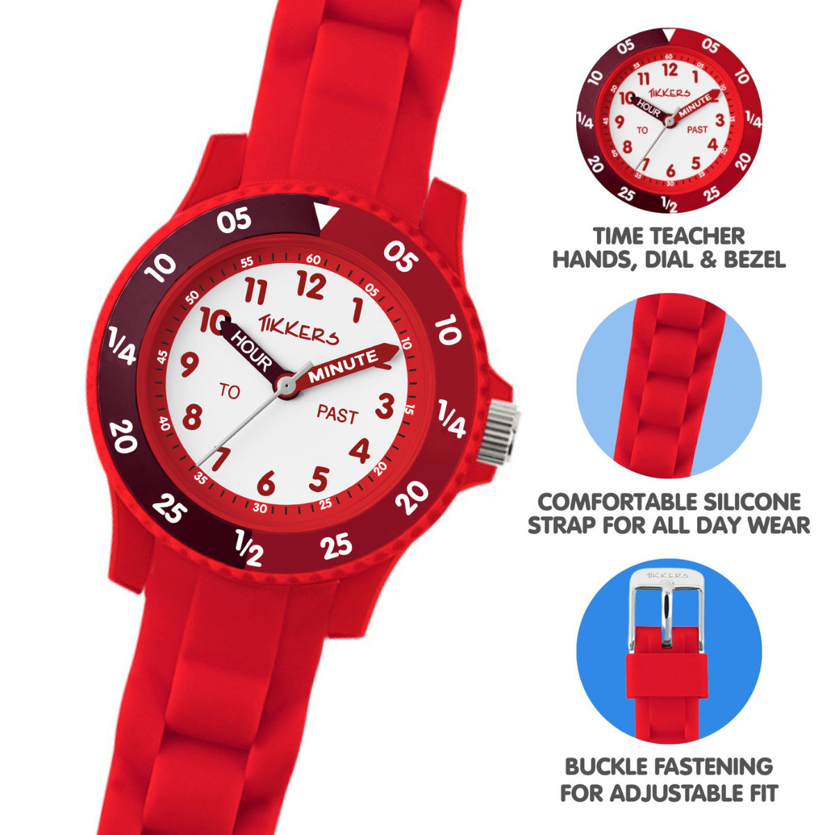 Tikkers Red Silicone strap Timer Teacher Watch - TK0216
