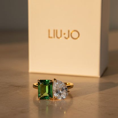 Liu Jo Green charm gold ring - LJ2554