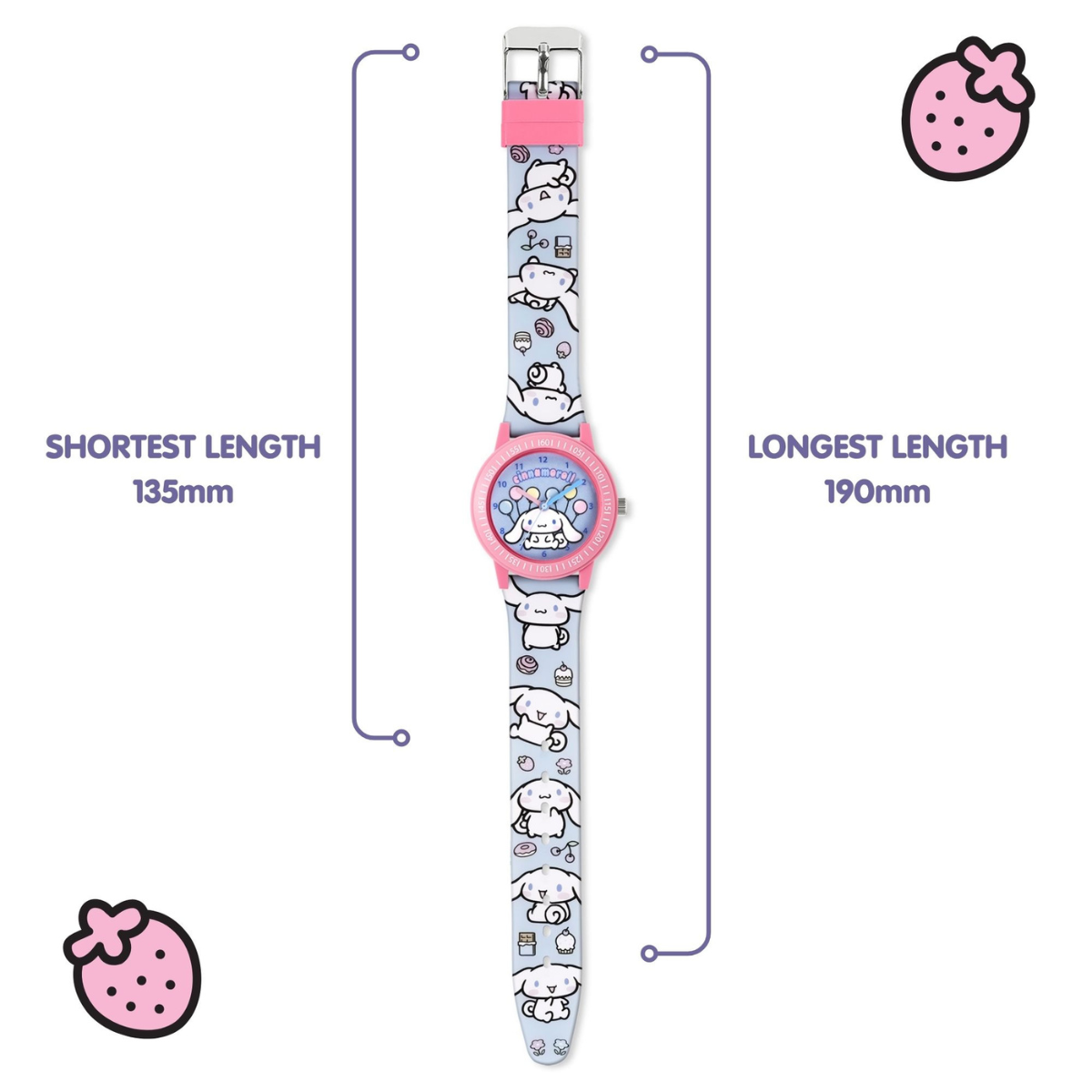 Cinnamonroll Time Teacher Dial Quartz Watch with Silicone Character Strap for Kids - CIN0004