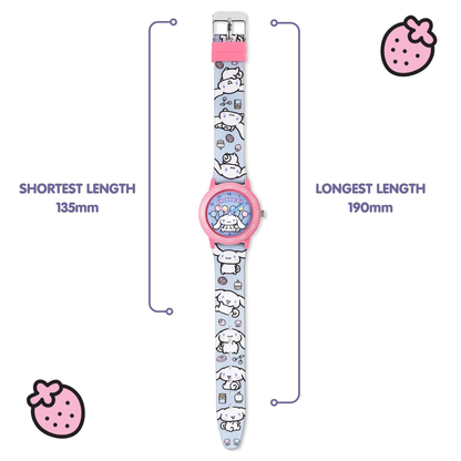 Cinnamonroll Time Teacher Dial Quartz Watch with Silicone Character Strap for Kids - CIN0004