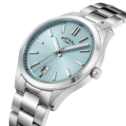 Rotary Men's Heritage Pale Blue Dial Stainless Steel Bracelet Watch - RGB05520/77