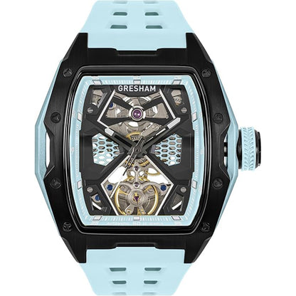 Gresham GI Special Edition Stainless Steel Tonnaeu Case Black and Sky Blue Watch - G1-0001-BLUE