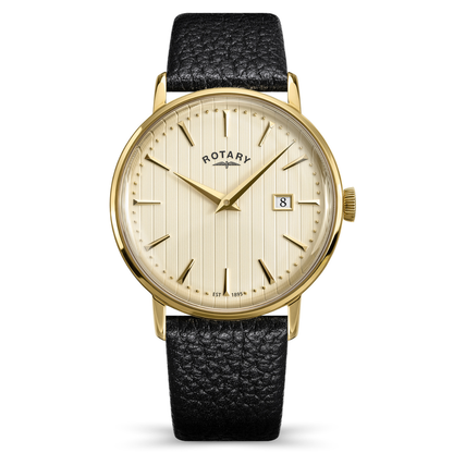 Rotary Men's 1895 Gold Plated Stainless Steel Brown Leather Strap Watch - RGS10062/31
