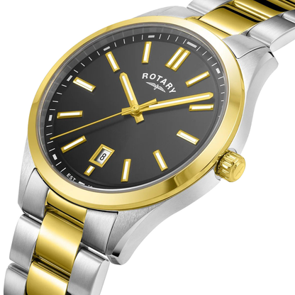 Rotary Men's Heritage Silver & Gold Plated Stainless Steel Bracelet Watch - GB05521/04