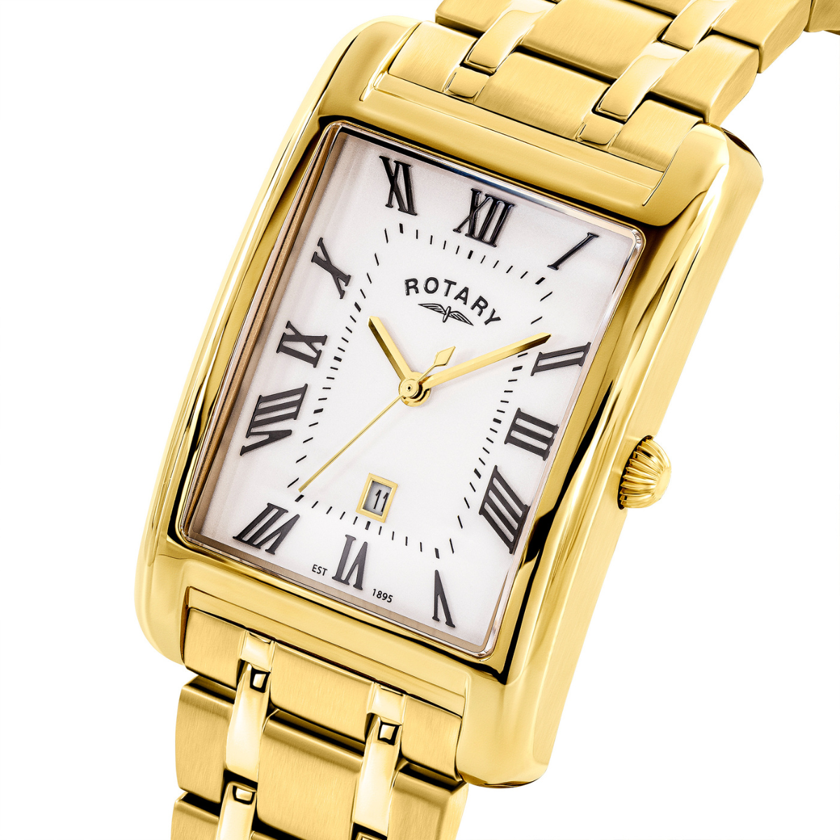 Rotary Men's Heritage Astoria Rectangular Gold Plated Stainless Steel Bracelet Watch - RGB05753/01