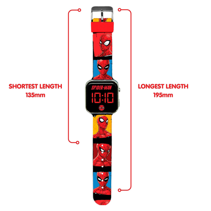 Spiderman Comic Style Printed Strap Boys LED Watch - SPD4903