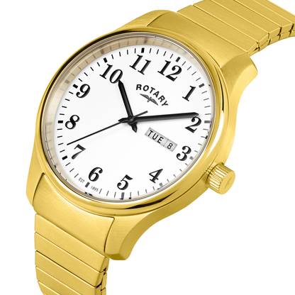 Rotary Men's Heritage Altera Gold Plated Stainless Steel Expander Bracelet Watch - RGB05762/18