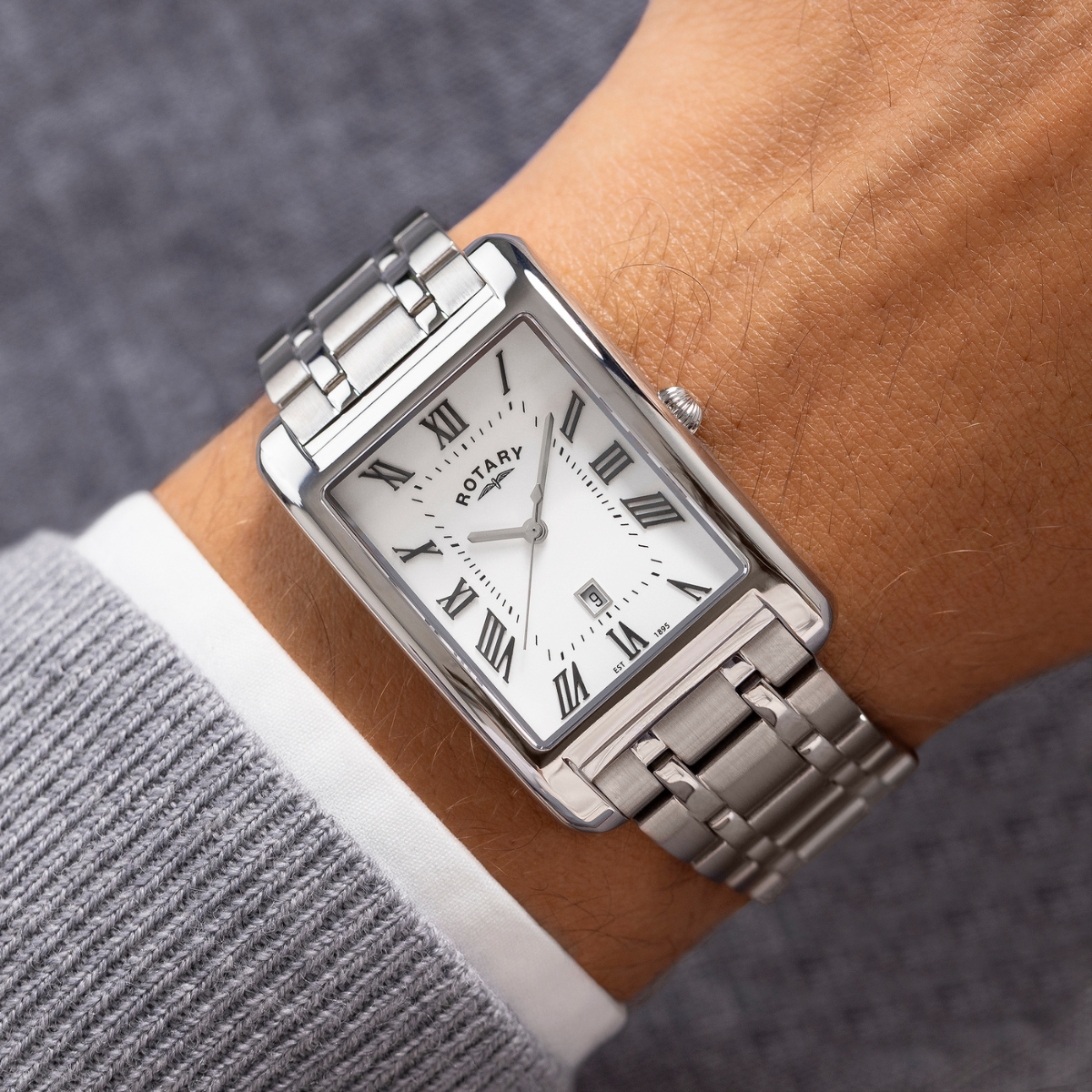 Rotary Men's Heritage Astoria Rectangular Stainless Steel Bracelet Watch - RGB05750/01