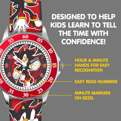 Shadow the Hedgehog Time Teacher Dial Quartz Watch with Silicone Strap for Kids - SNC9060M