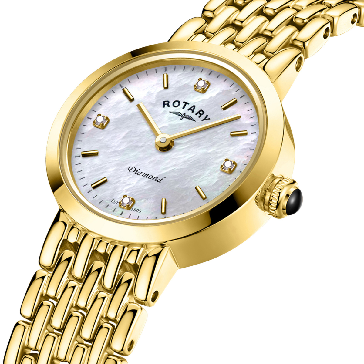 Rotary Ladies Heritage Diamond Mother Of Pearl Dial Gold Plated Stainless Steel Bracelet Watch - LB00900/41/D