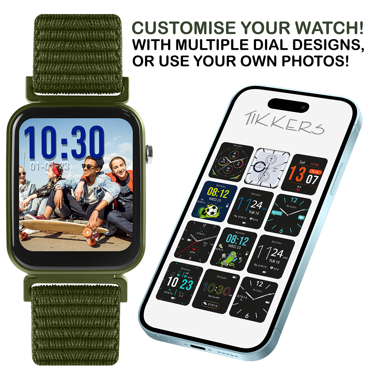 Tikkers Smart Series 13 Green Velcro Strap Smart Watch - TKS13-0038
