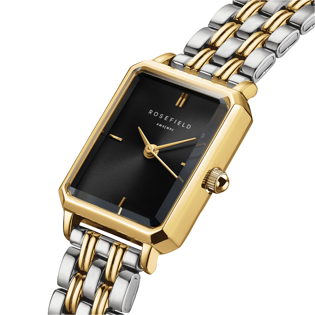 Rosefield Octagon XS Black Sunray Steel Duotone Gold Silver - OBDSG-O88