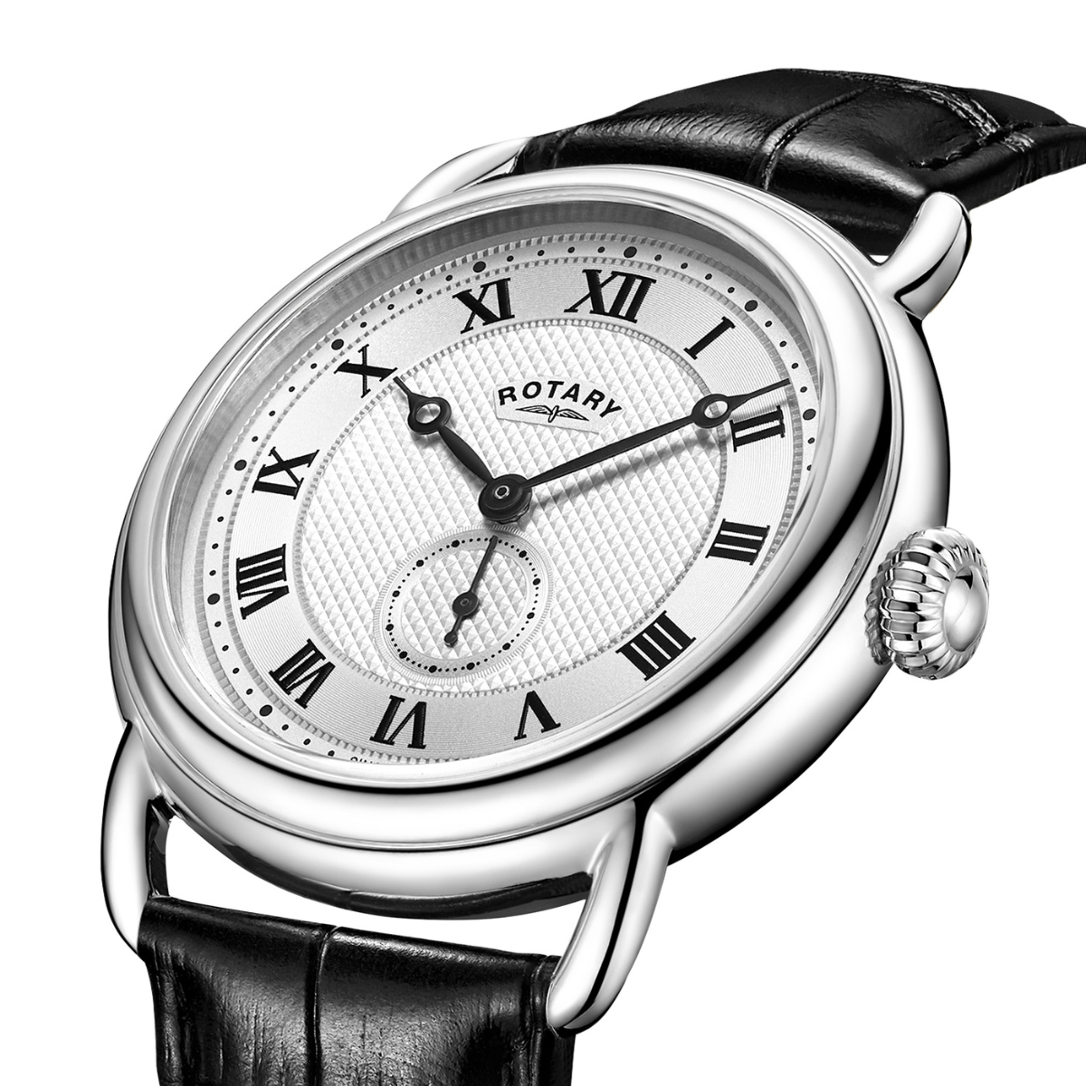 Rotary Men's Heritage Sherlock Stainlesss Steel Black Leather Strap Watch - GS02424/21