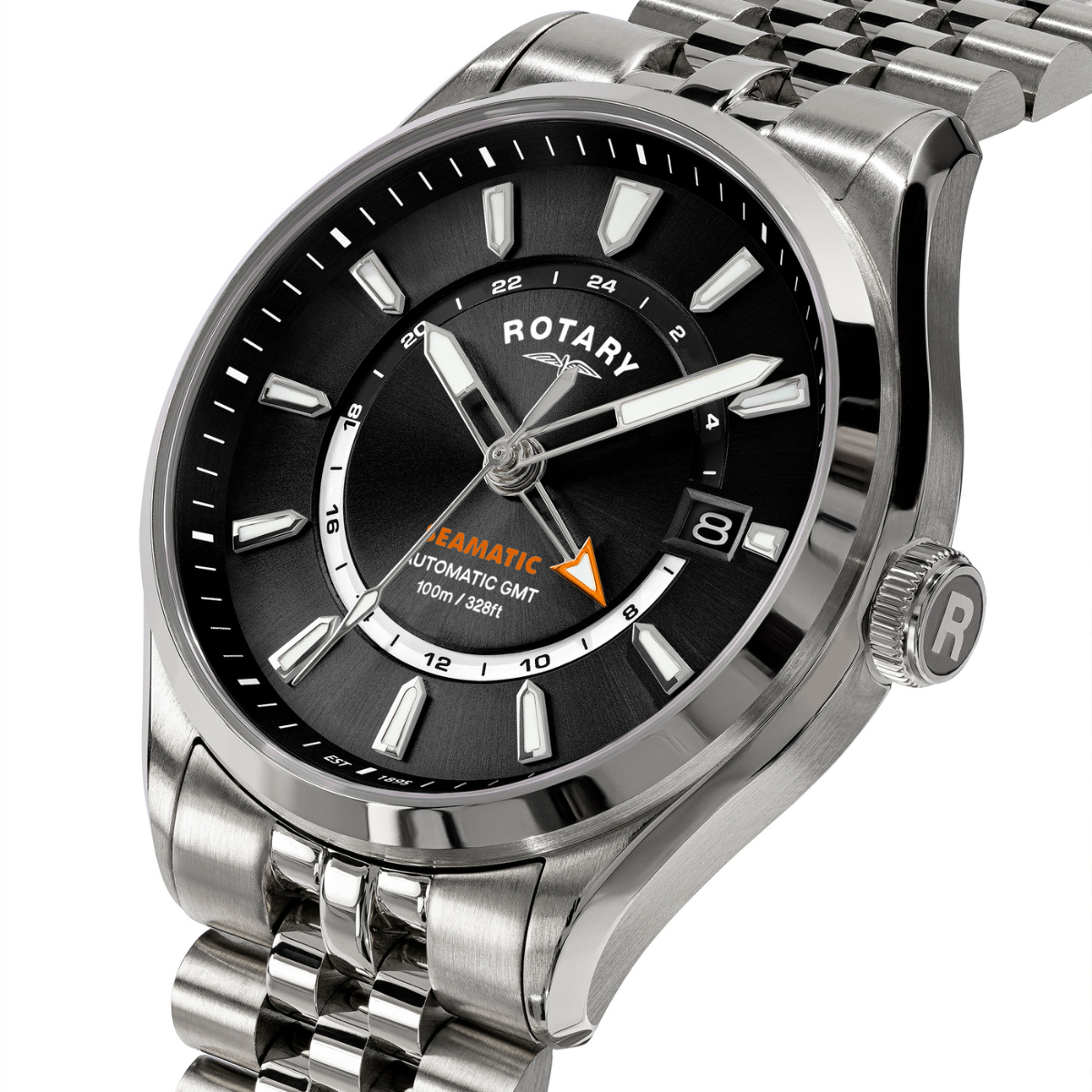 Rotary Men's Seamatic 100 GMT 100M Water Resistance Stainless Steel Bracelet Watch - RGB10037/04
