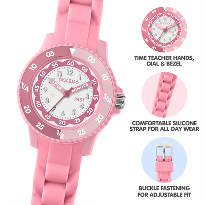 Tikkers Pink Silicone strap Timer Teacher Watch - ATK1098