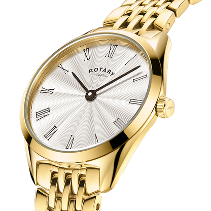 Rotary Ladie's Ultra Slim Gold Plated Stainless Steel Bracelet Watch - LB08013/01