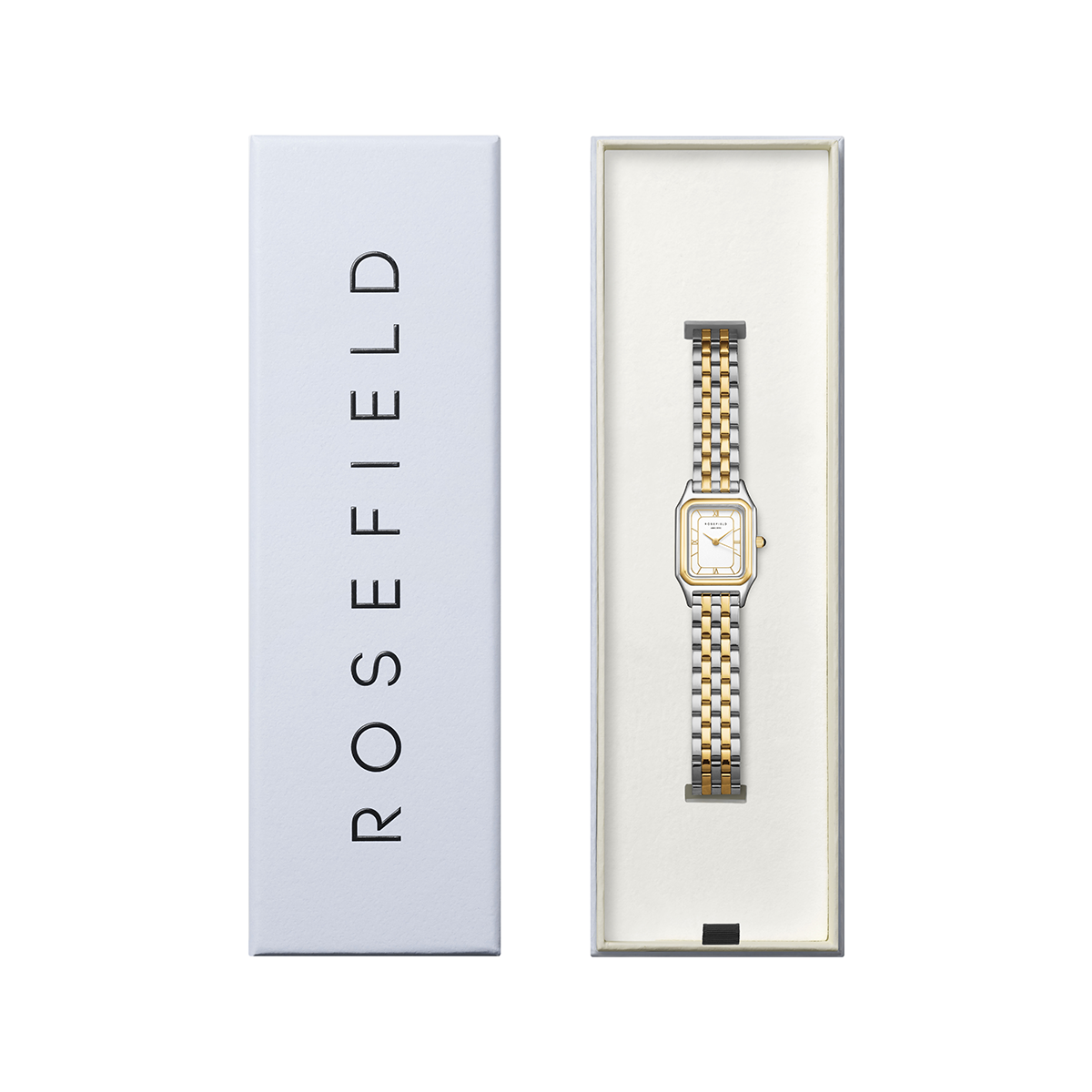 Rosefield Ivy White Gold Roman numbers Steel Strap Duotone - OCWDSD-OC03