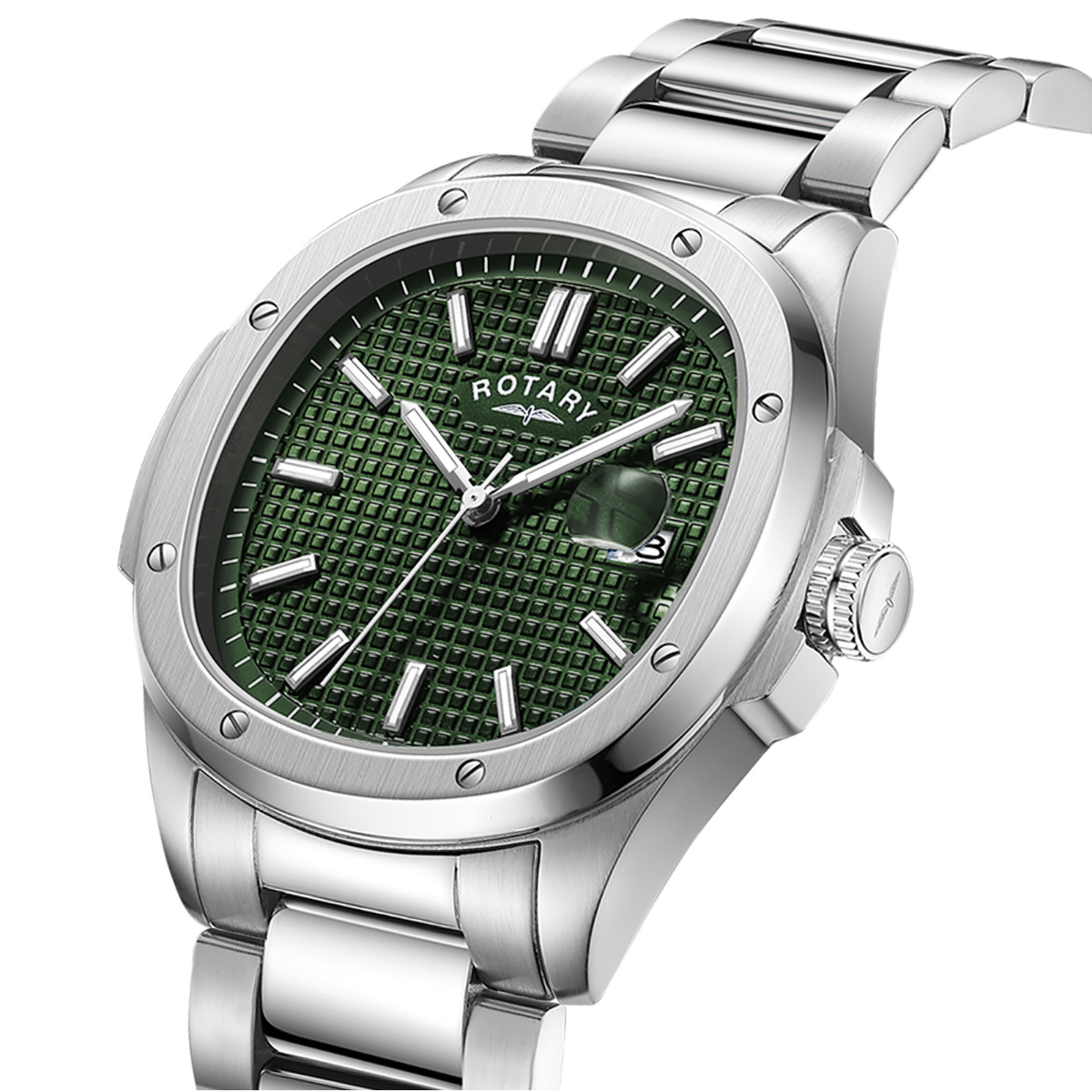 Rotary Men's Apex 100 Green Dial Stainless Steel Bracelet Watch - GB05575/24