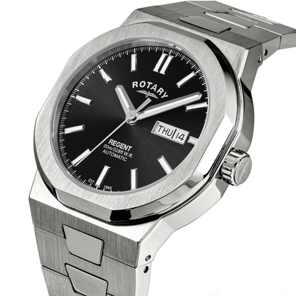 Rotary Men's Regent Automatic 100M Water Reistance Black Dial Stainless Steel Bracelet Watch - GB05490/04