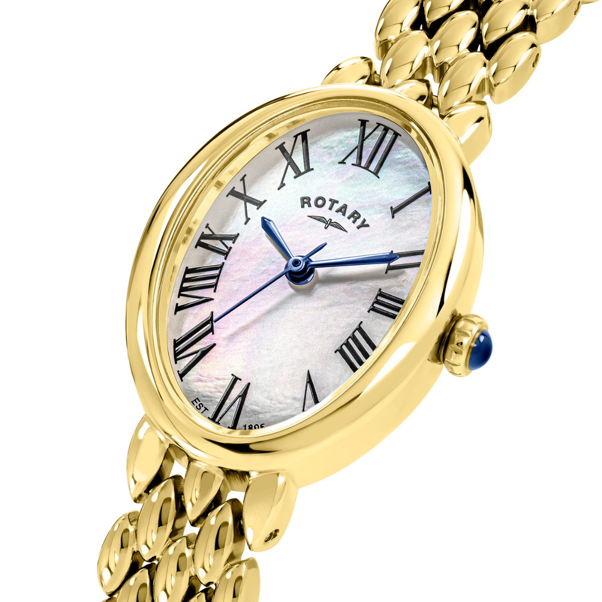 Rotary Ladies Heritage Astoria Mother Of Pearl Dial Gold Plated Stainless Steel Pebble Bracelet Watch - RLB10024/07