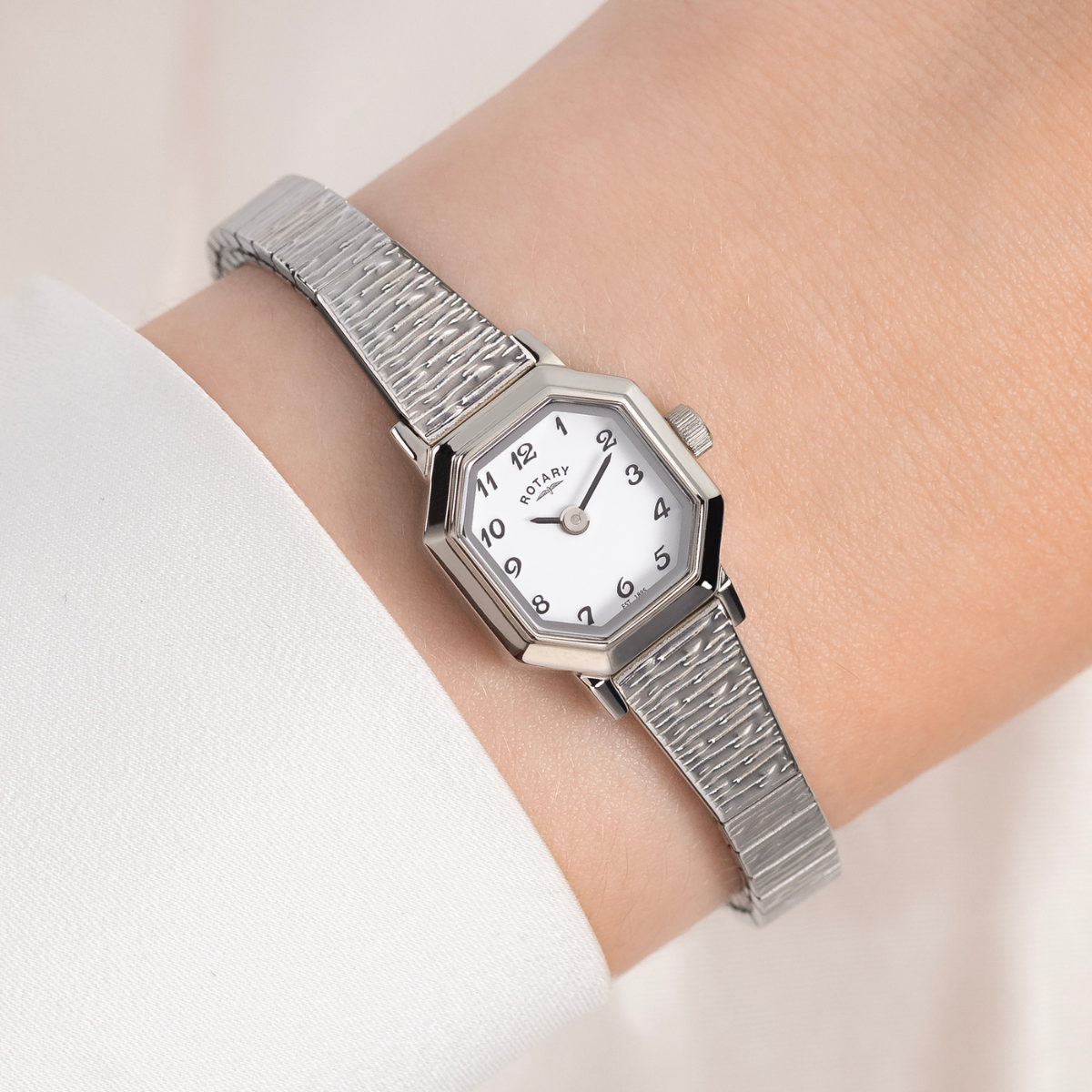 Rotary Ladies Heritage Octagonal Case Stainless Steel Expander Bracelet Watch - RLB10031/01