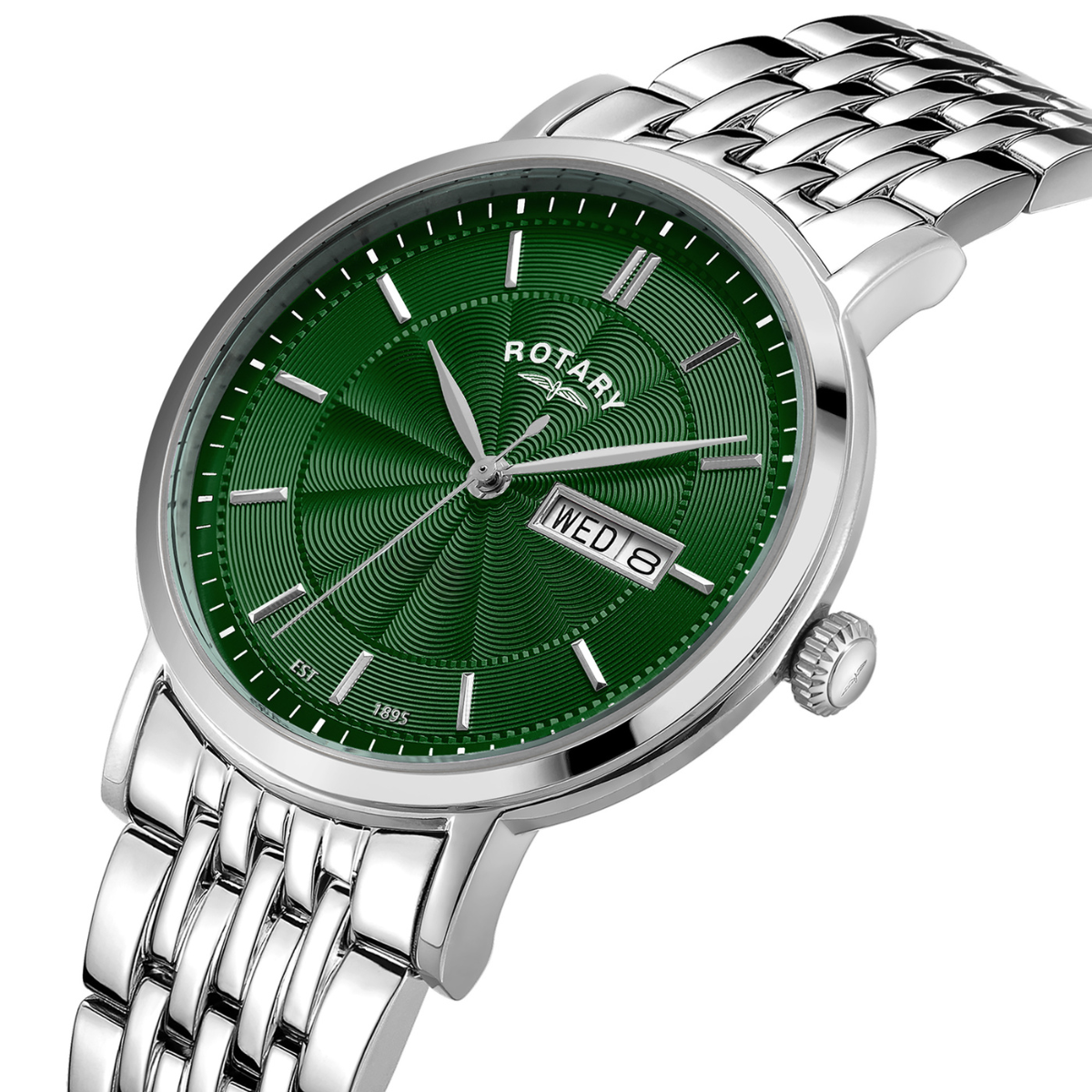 Rotary Men's Heritage Green Dial Stainless Steel Bracelet WatchGB05420/24
