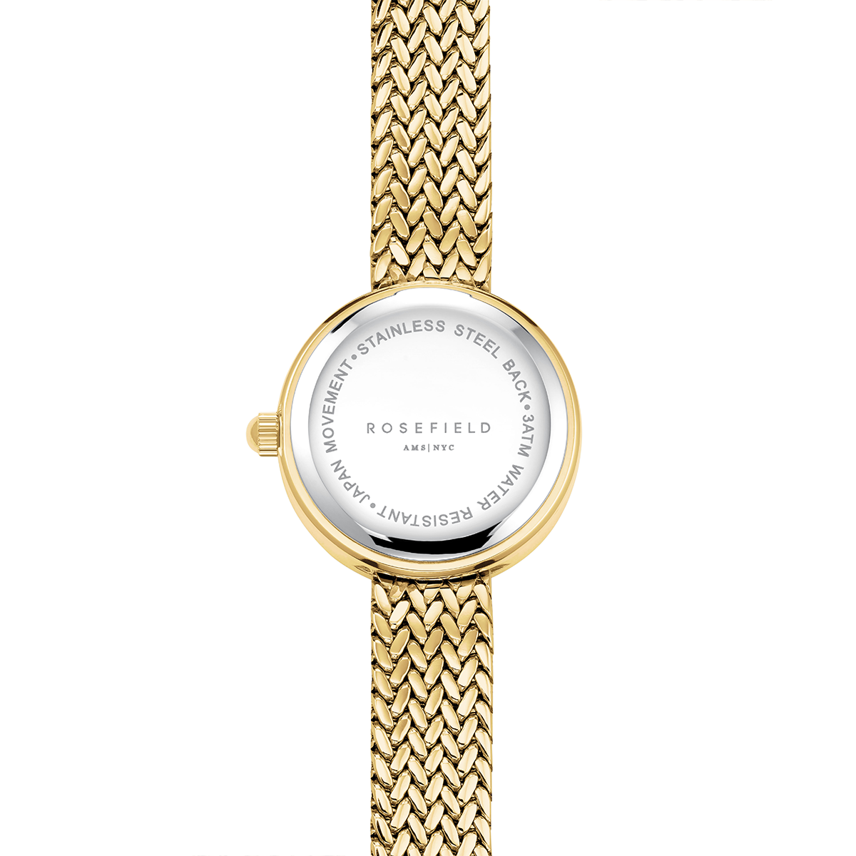 Mini Small Edit Champagne Dial Crystal Gold Woven Mesh Strap - MCGMG-M03