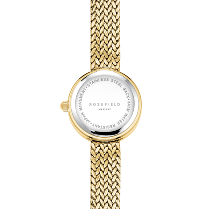 Mini Small Edit Champagne Dial Crystal Gold Woven Mesh Strap - MCGMG-M03